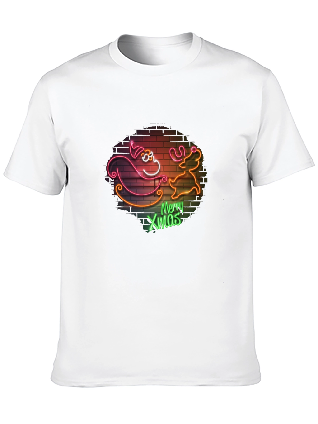 Merry Xmas Santa & Reindeer Neon T-Shirt