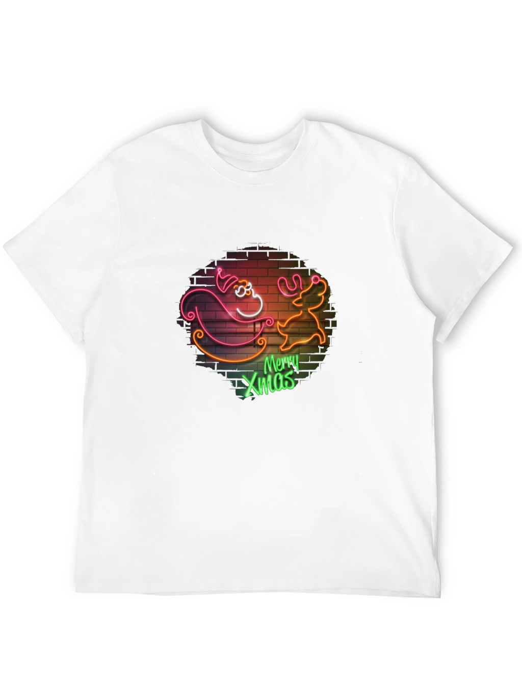 Merry Xmas Santa & Reindeer Neon T-Shirt