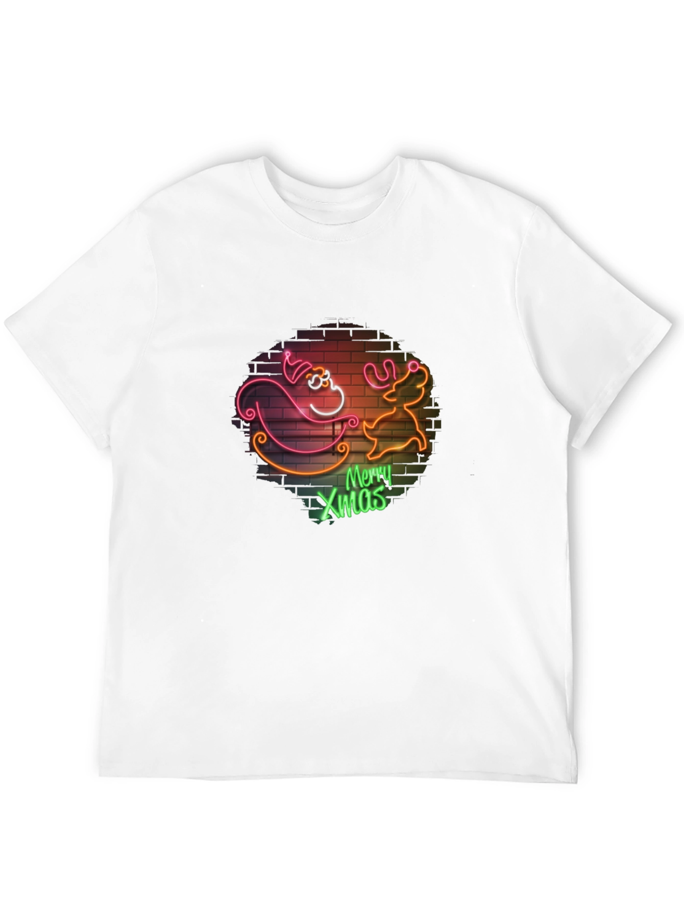 Merry Xmas Santa & Reindeer Neon T-Shirt