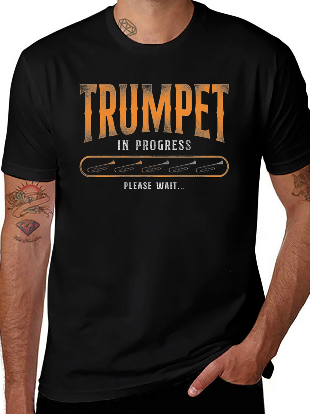 Trumpet in Progress Loading T-Shirt - Musician Humor