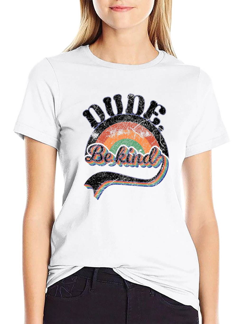 Dude Be Kind Rainbow Graphic T-Shirt
