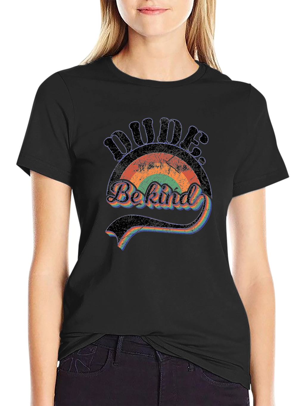 Dude Be Kind Rainbow Graphic T-Shirt