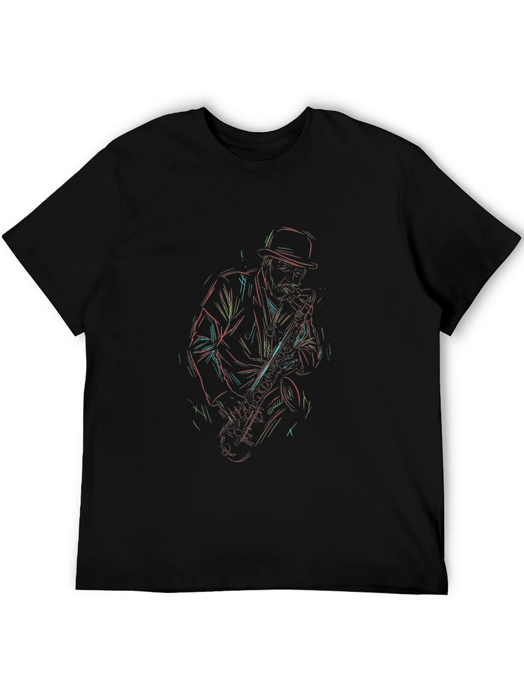 Neon Saxophone Player Graphic T-Shirt