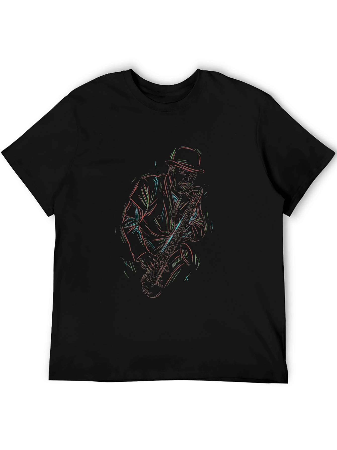 Neon Saxophone Player Graphic T-Shirt