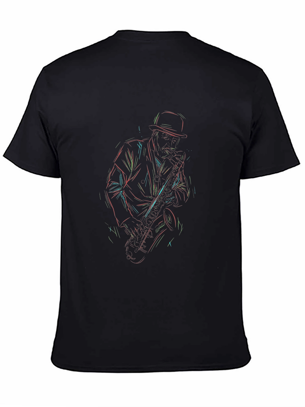 Neon Saxophone Player Graphic T-Shirt