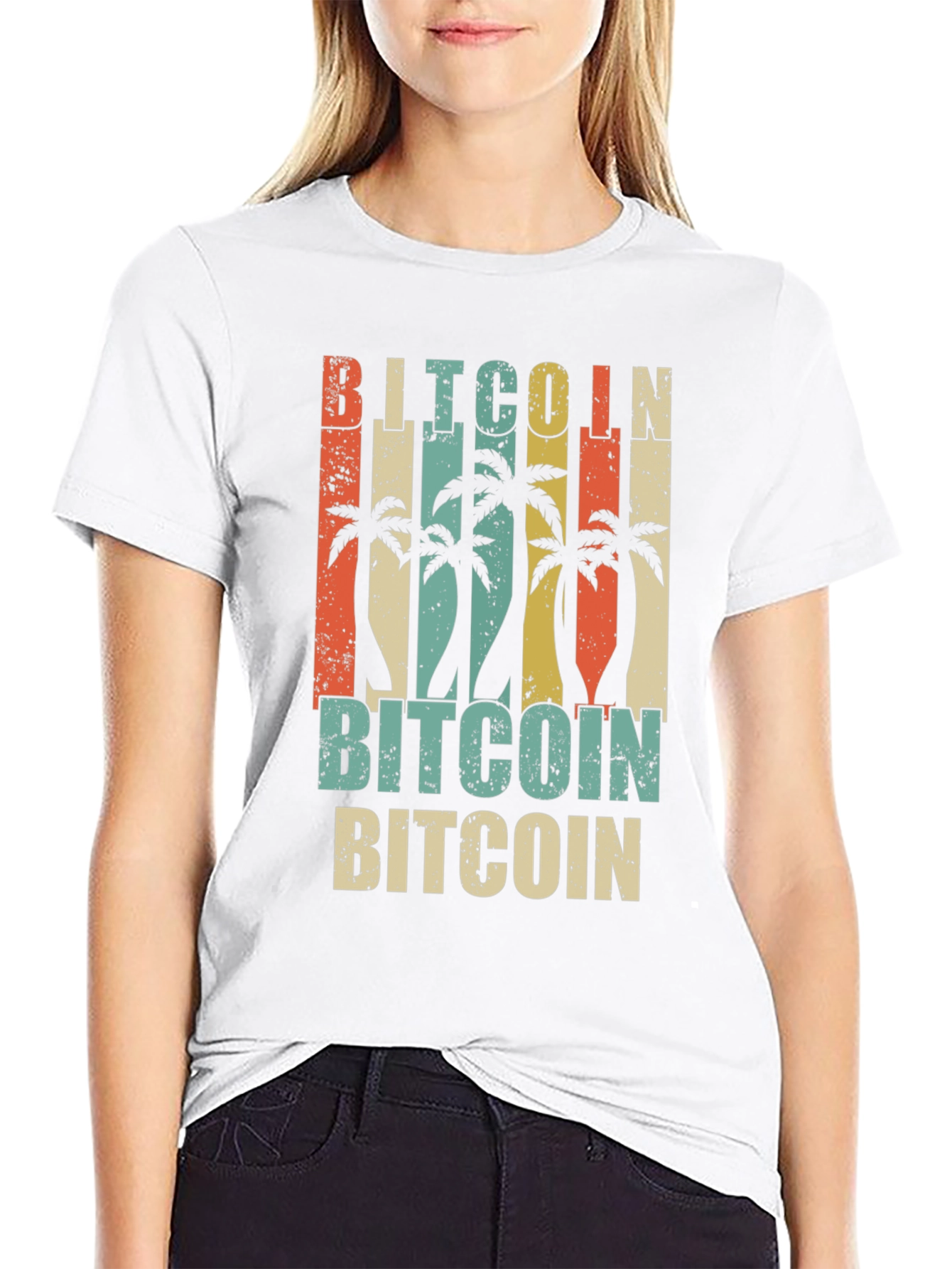 Bitcoin Palm Tree Graphic T-Shirt