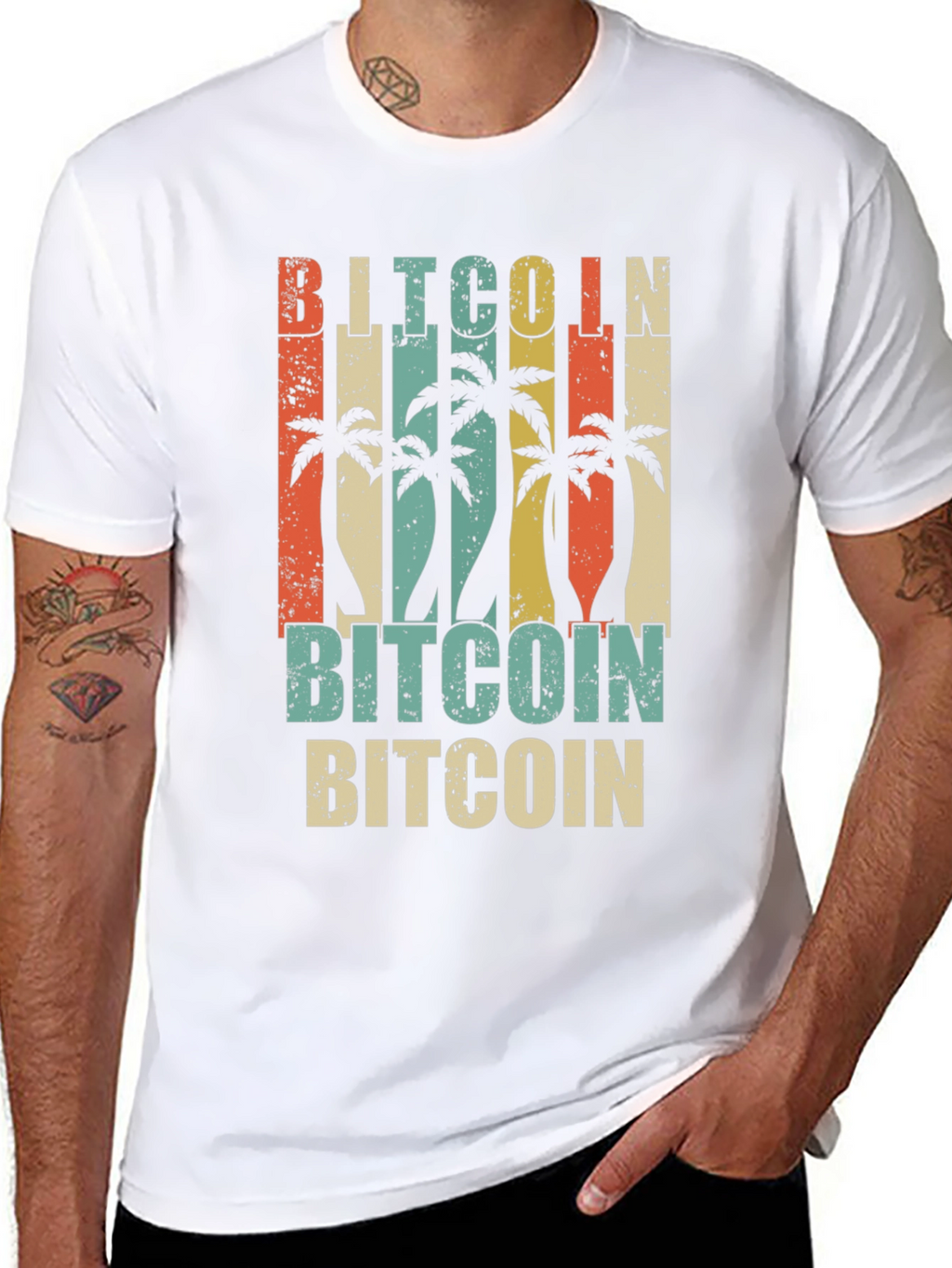 Bitcoin Palm Tree Graphic T-Shirt