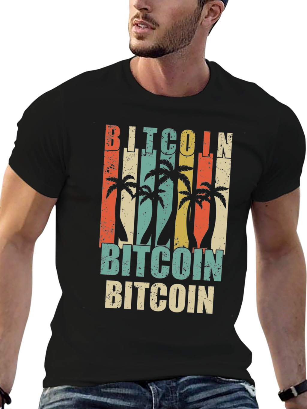 Bitcoin Palm Tree Graphic T-Shirt