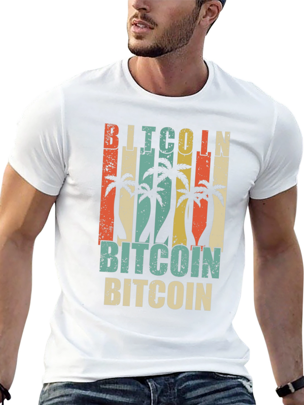 Bitcoin Palm Tree Graphic T-Shirt