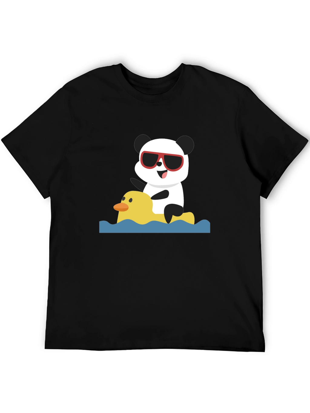 Panda Duck Ride Black T-Shirt