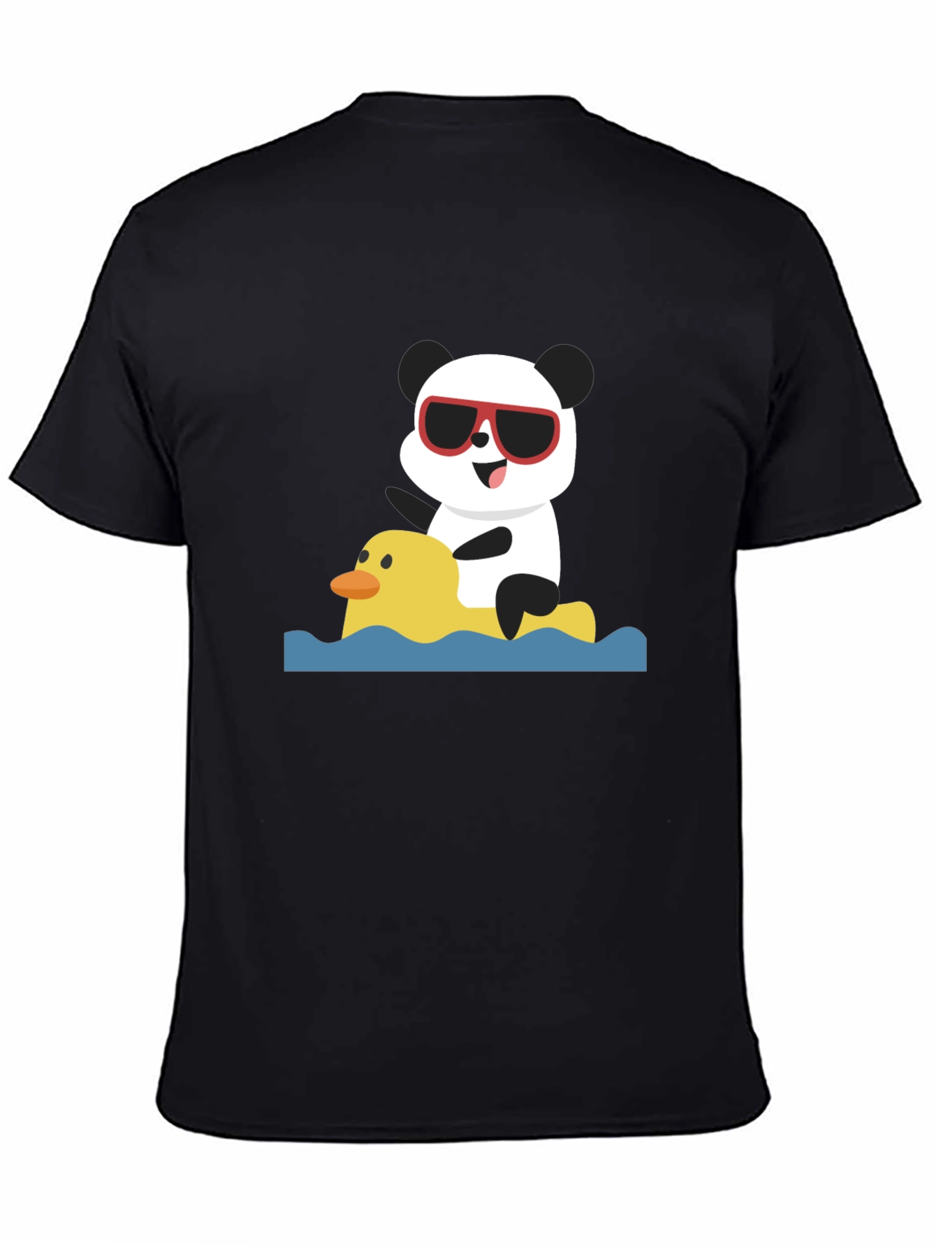 Panda Duck Ride Black T-Shirt