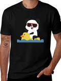 Panda Duck Ride Black T-Shirt