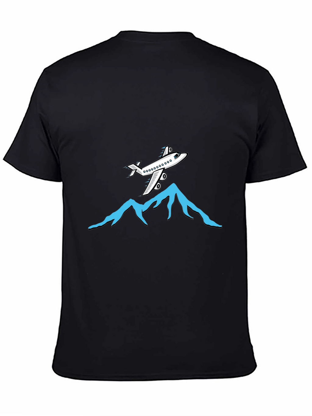 Airplane Over Mountains Graphic Tee - Black