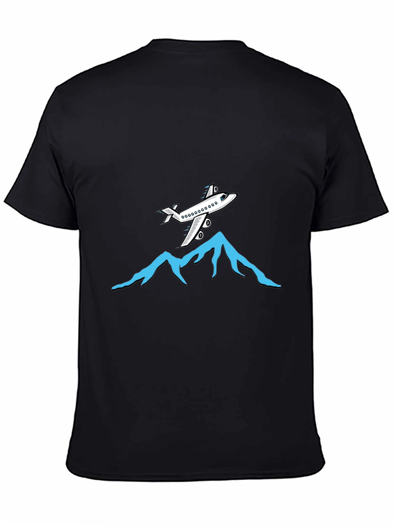 Airplane Over Mountains Graphic Tee - Black