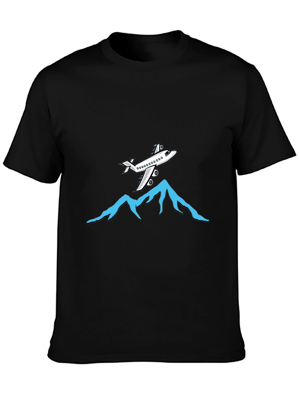 Airplane Over Mountains Graphic Tee - Black