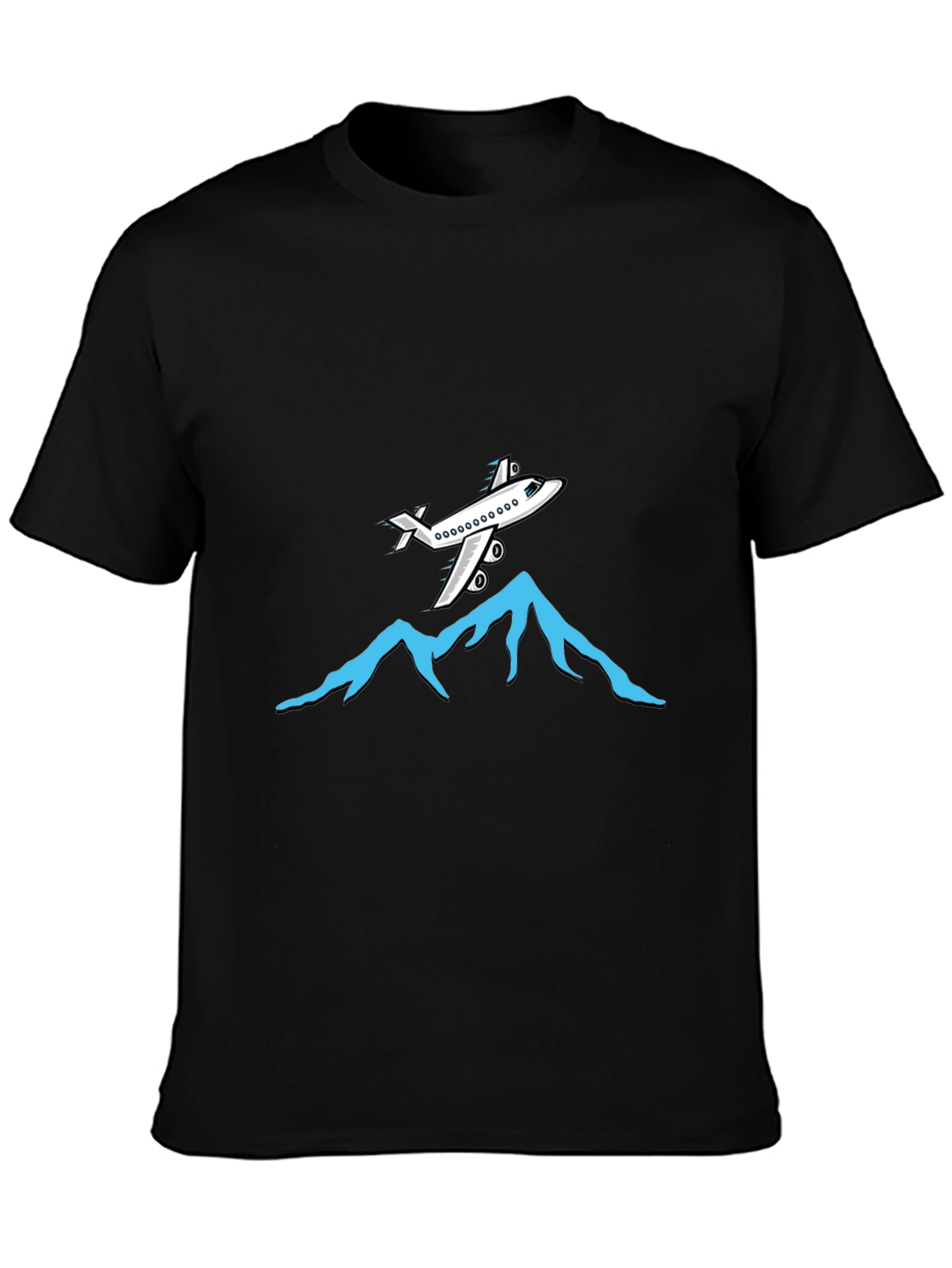 Airplane Over Mountains Graphic Tee - Black