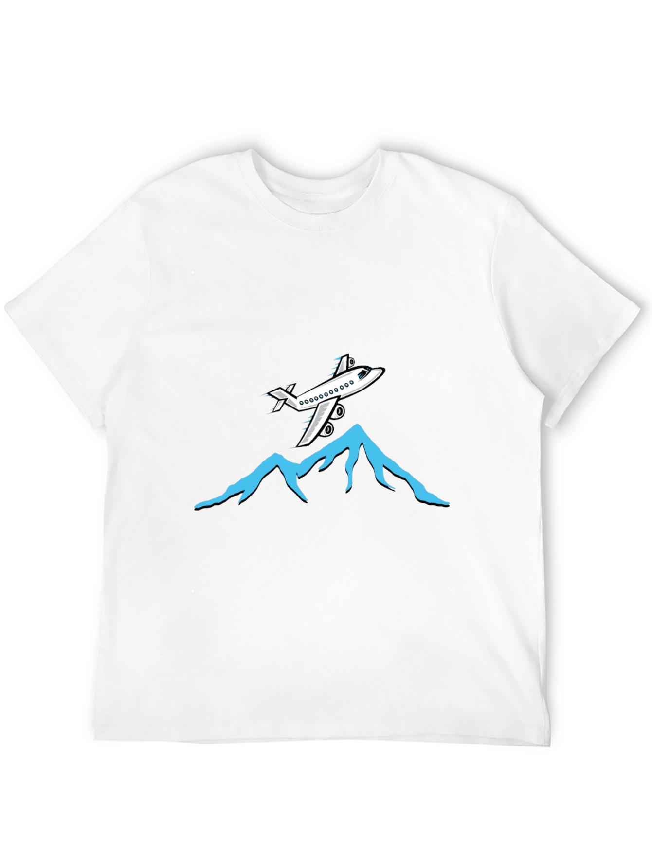 Airplane Over Mountains Graphic Tee - Black