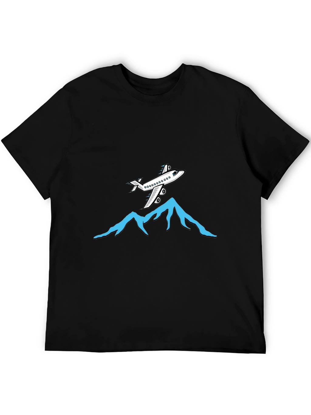 Airplane Over Mountains Graphic Tee - Black