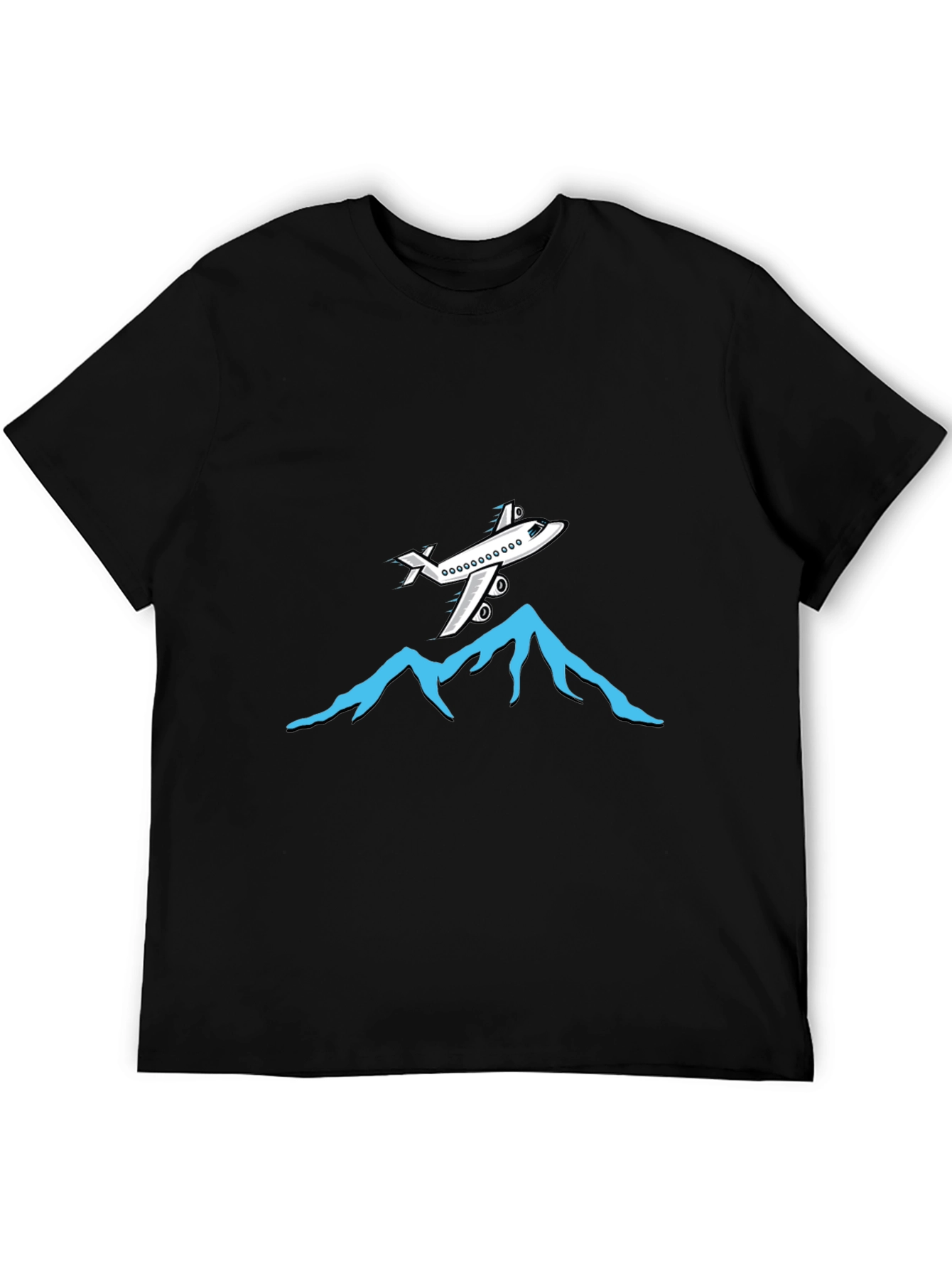 Airplane Over Mountains Graphic Tee - Black