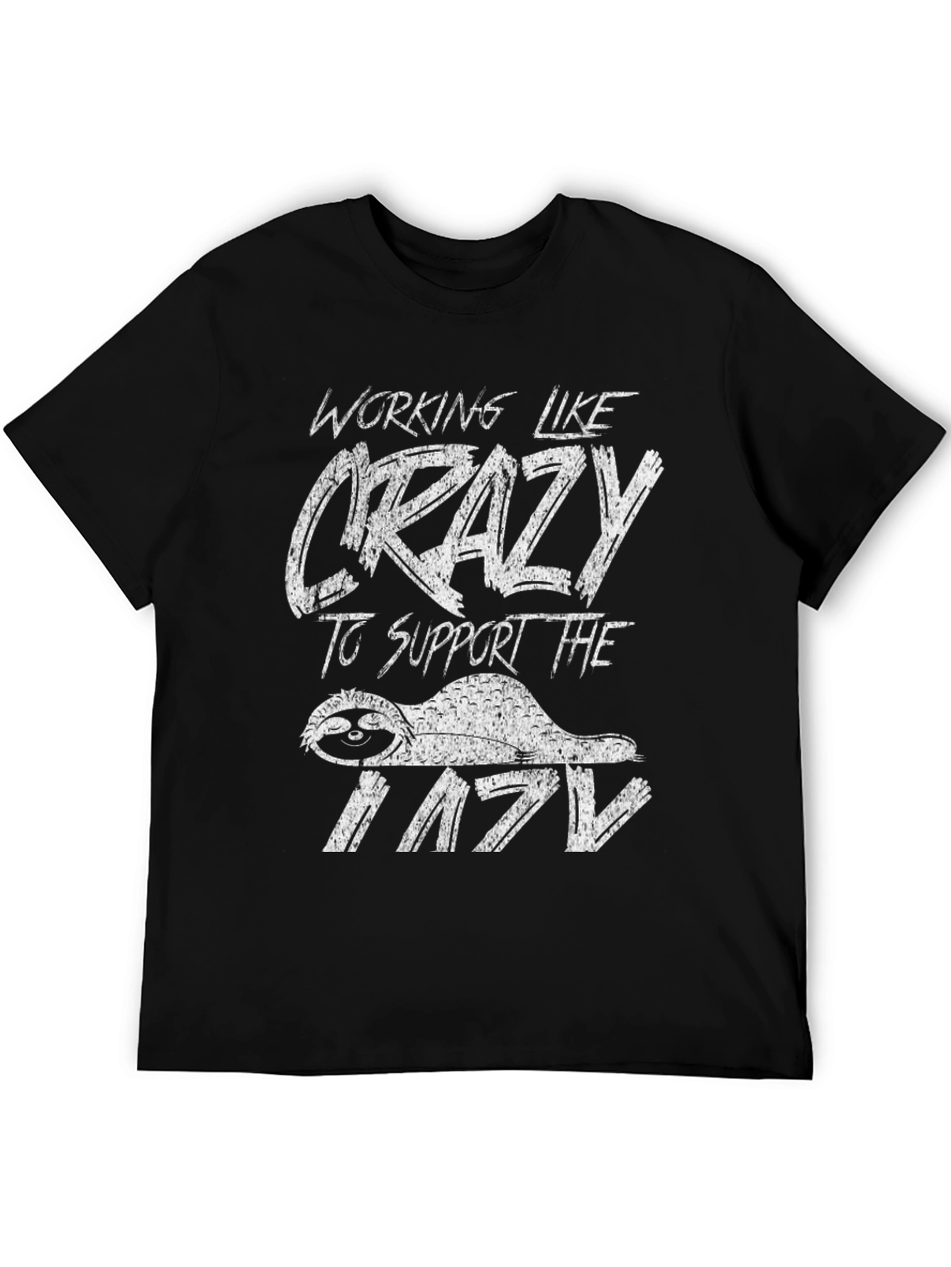 Funny Sloth Graphic T-Shirt - Working Like Crazy