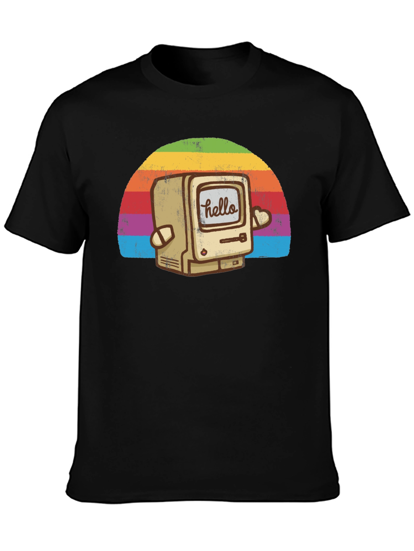 Retro Computer Rainbow T-Shirt - Hello Graphic Tee