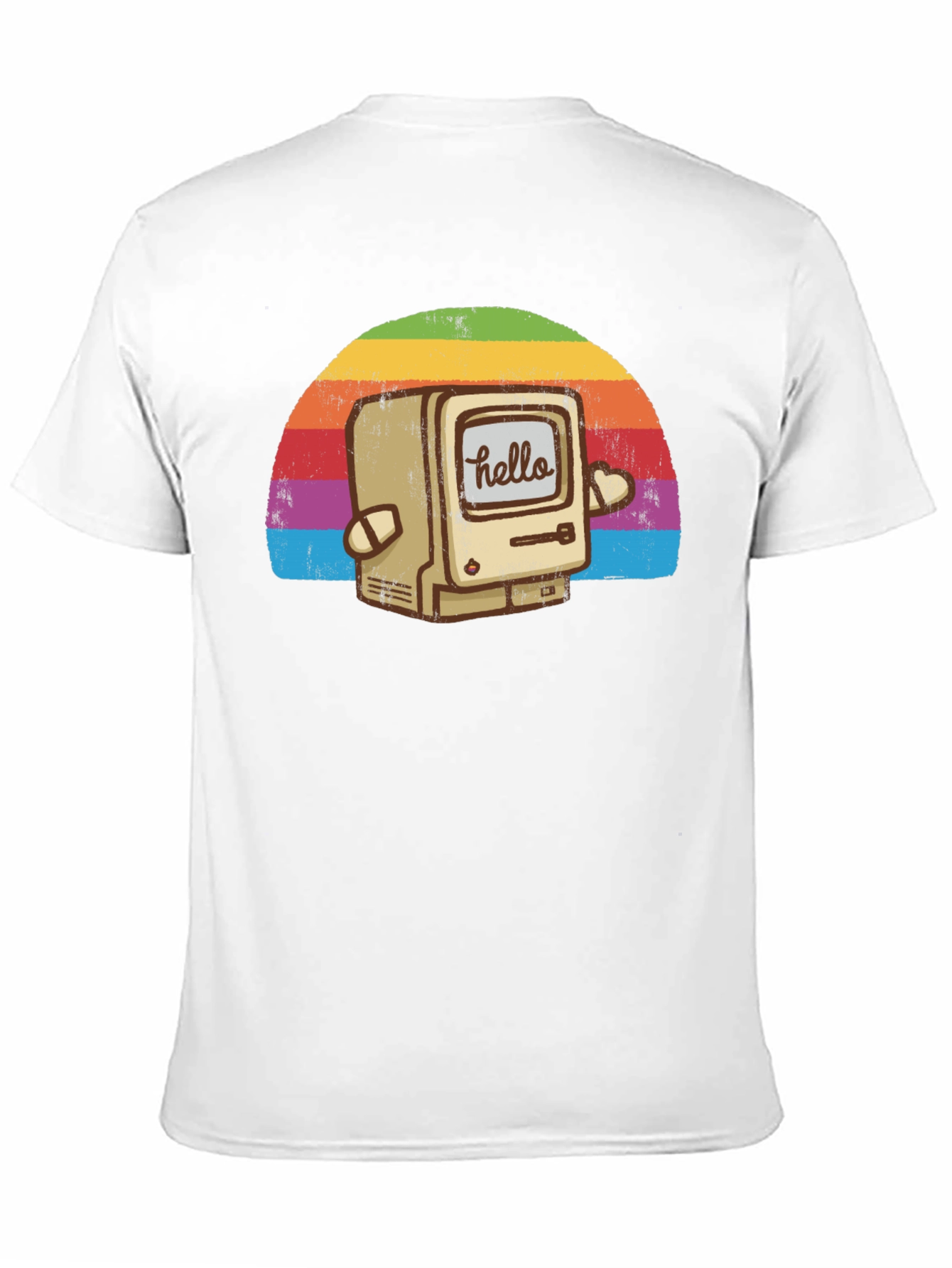 Retro Computer Rainbow T-Shirt - Hello Graphic Tee