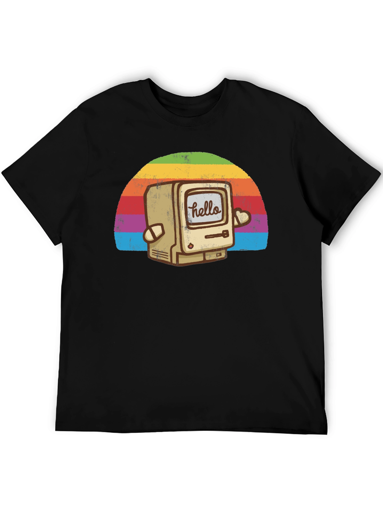 Retro Computer Rainbow T-Shirt - Hello Graphic Tee