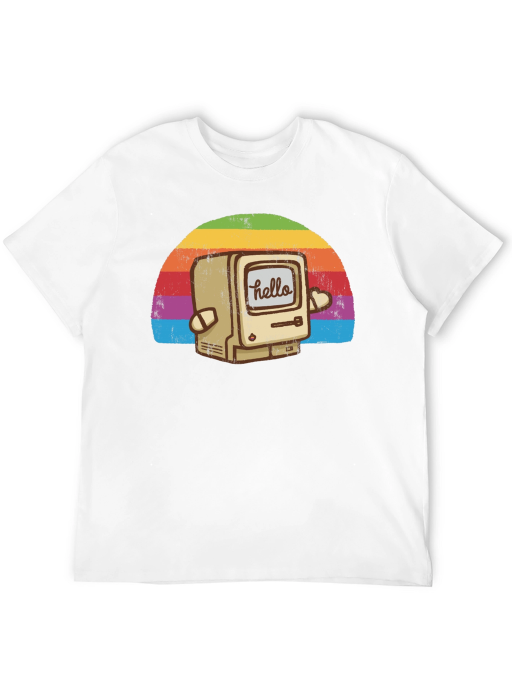 Retro Computer Rainbow T-Shirt - Hello Graphic Tee