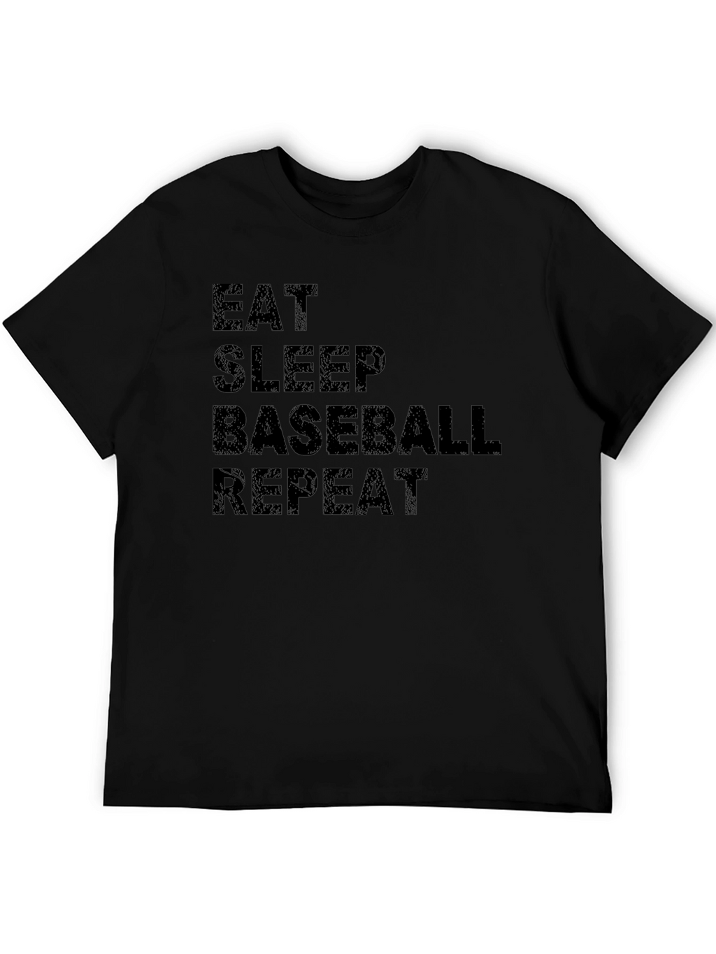 Eat Sleep Baseball Repeat Black Graphic T-Shirt