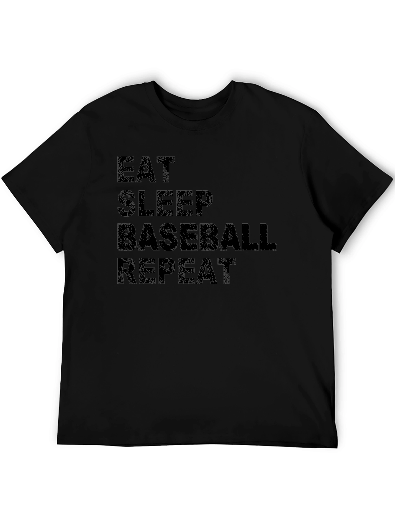 Eat Sleep Baseball Repeat Black Graphic T-Shirt
