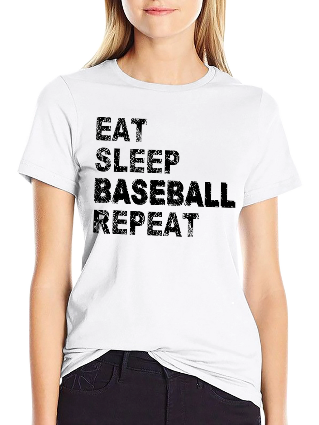 Eat Sleep Baseball Repeat Black Graphic T-Shirt