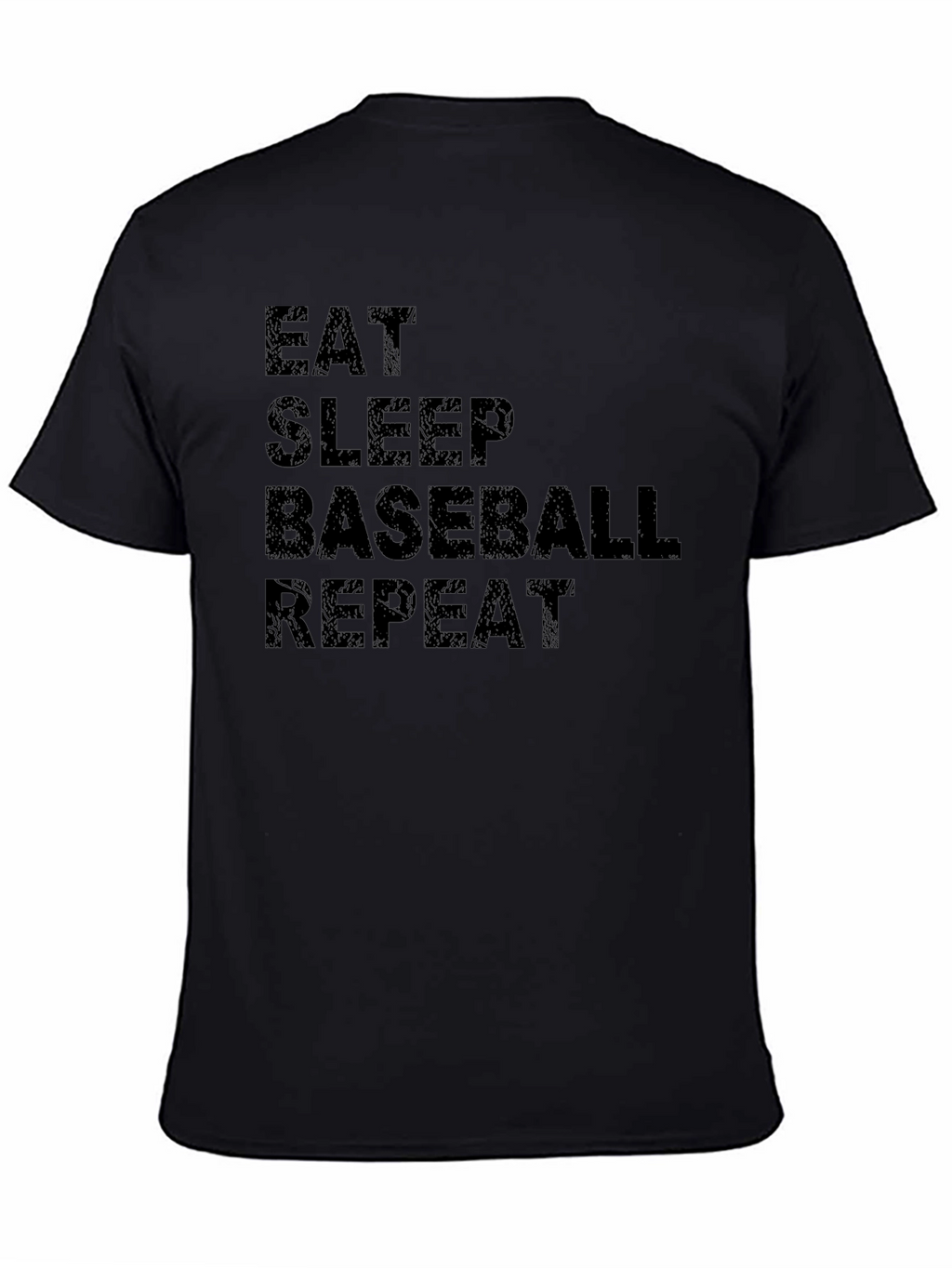 Eat Sleep Baseball Repeat Black Graphic T-Shirt