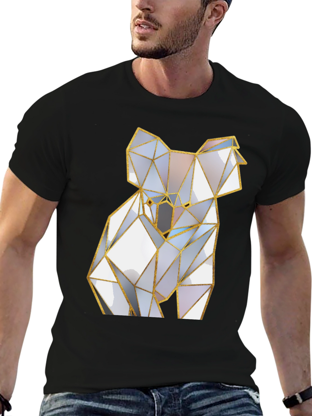 Geometric Koala Graphic Tee - Modern Style
