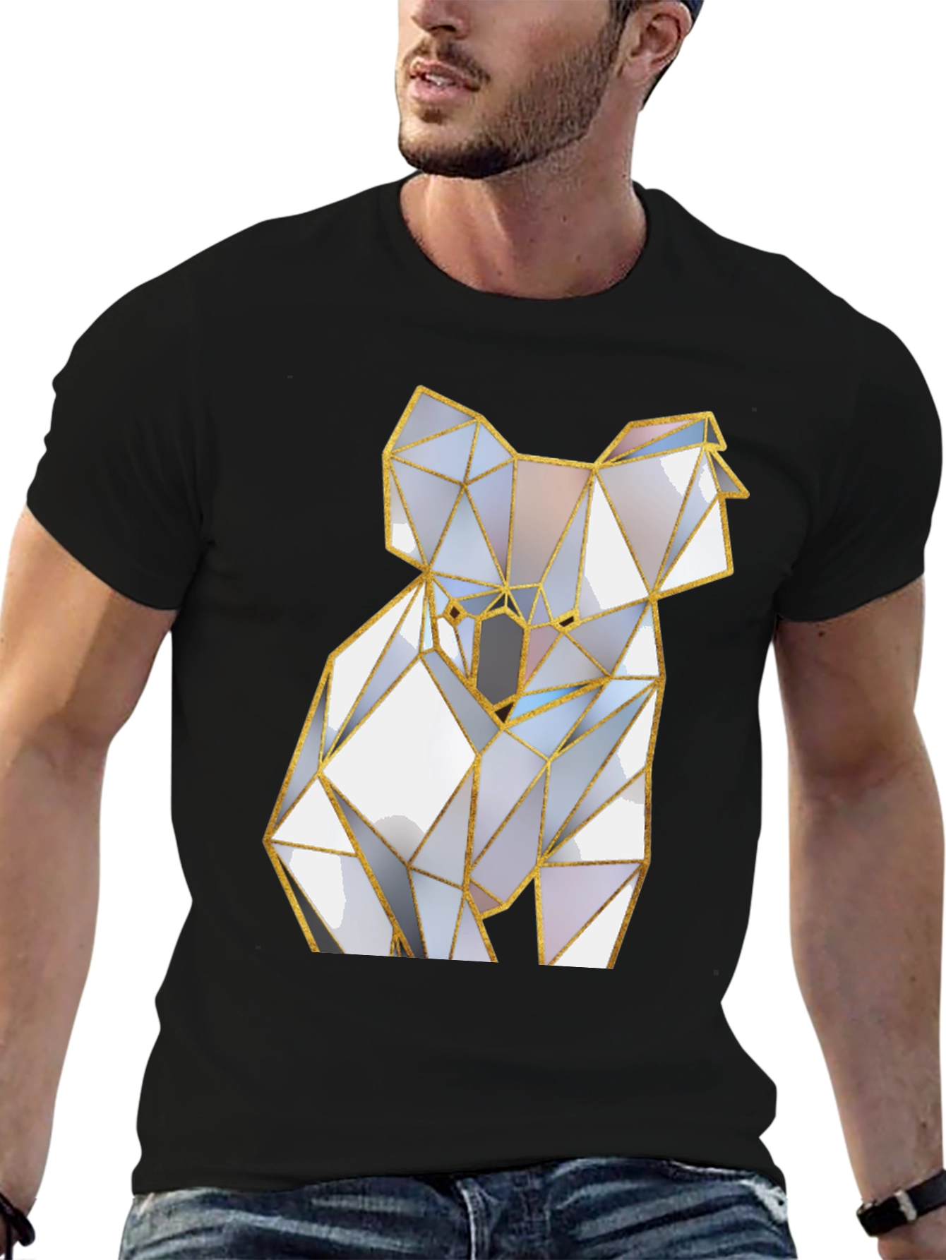 Geometric Koala Graphic Tee - Modern Style