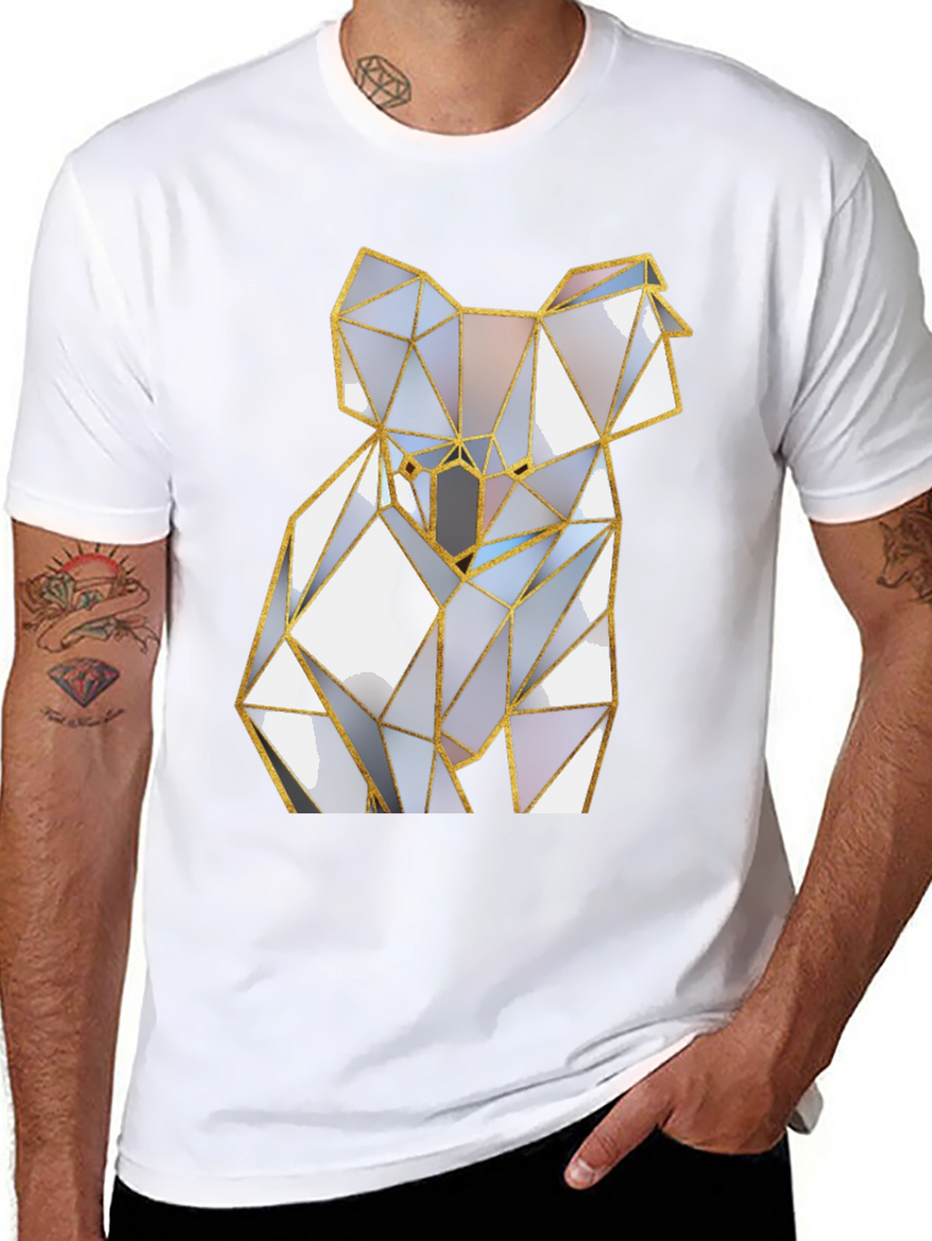 Geometric Koala Graphic Tee - Modern Style