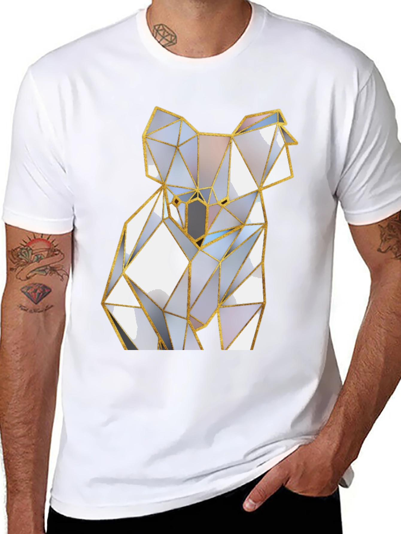 Geometric Koala Graphic Tee - Modern Style