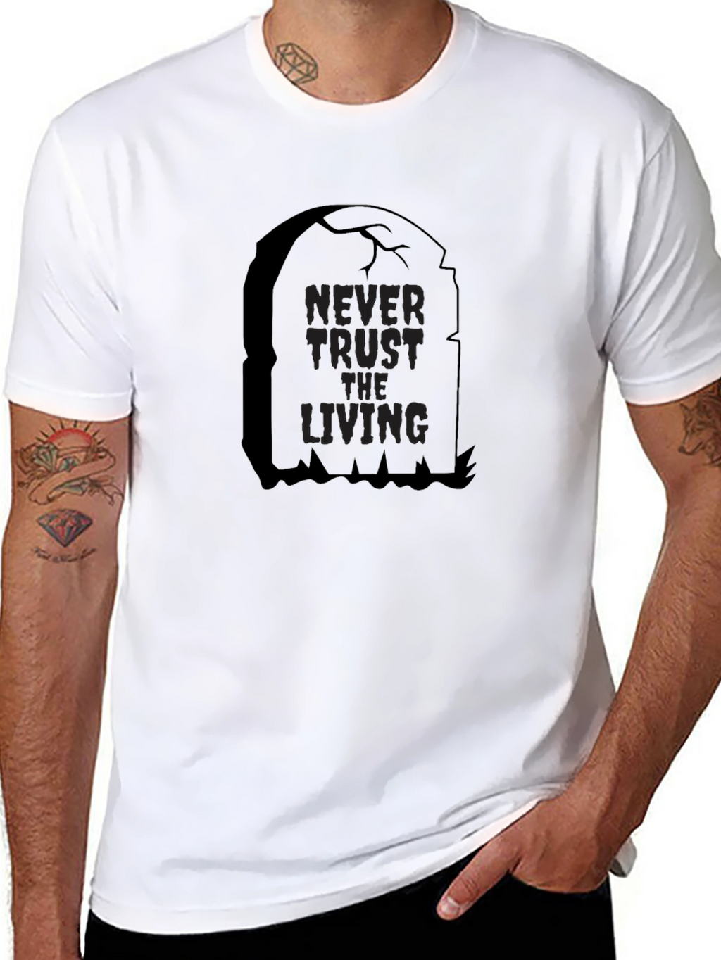Never Trust the Living Tombstone Black T-Shirt