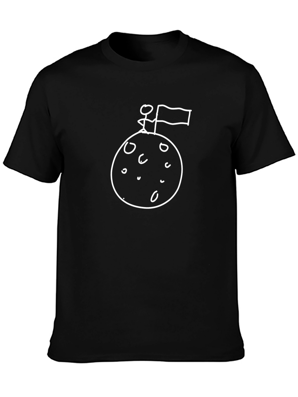 Moon Landing Graphic Tee - Black Cotton T-Shirt
