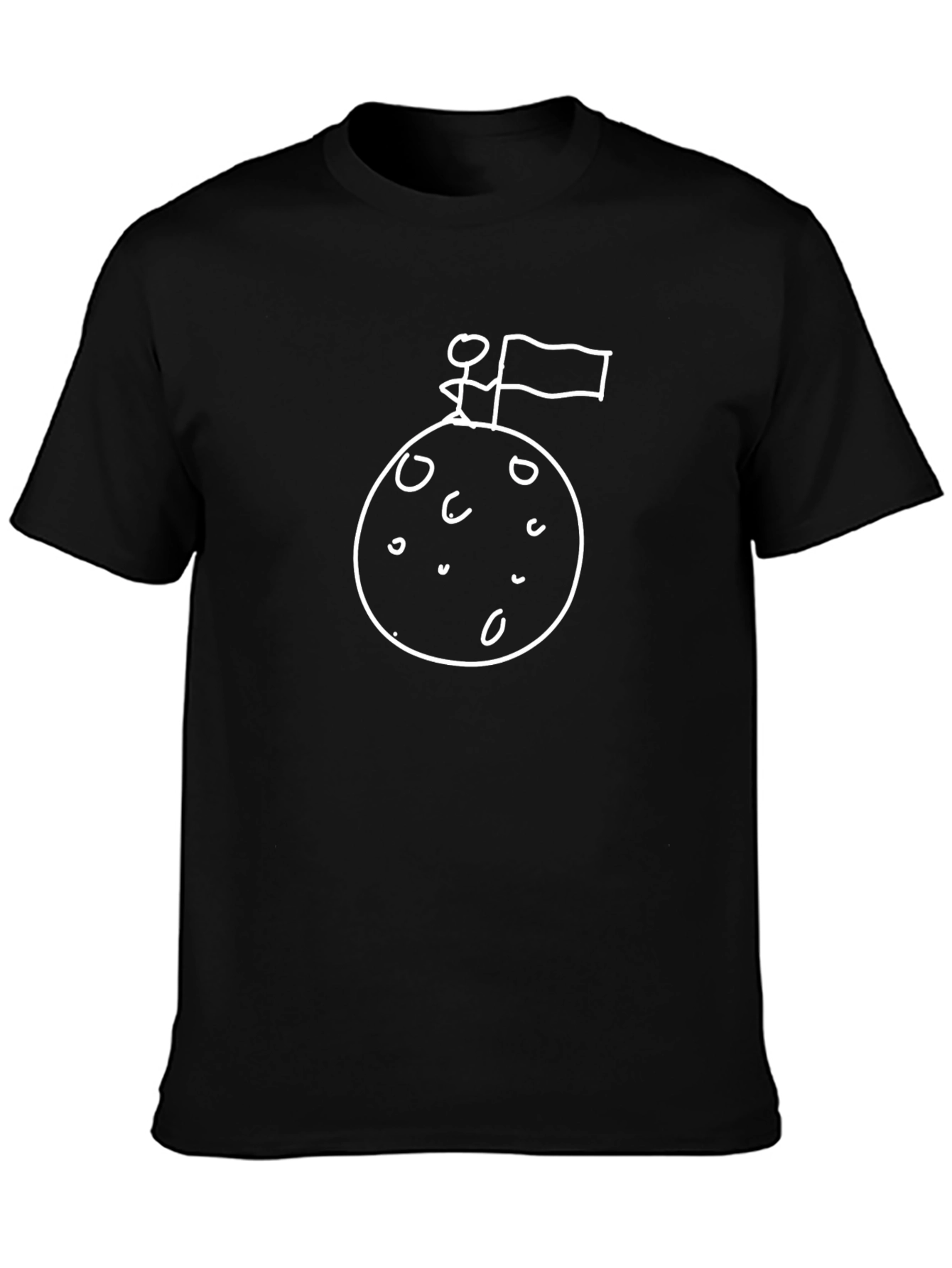 Moon Landing Graphic Tee - Black Cotton T-Shirt
