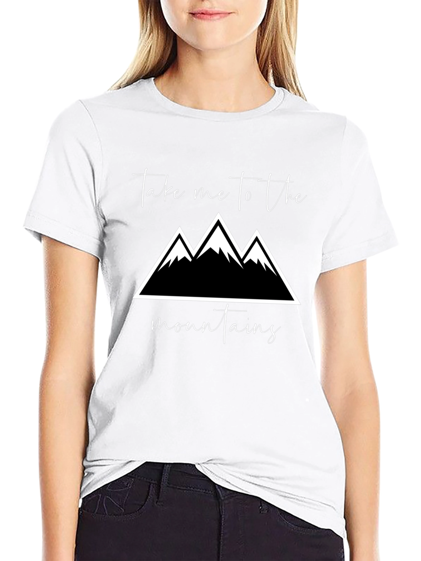 Mountains Graphic Tee - Black Cotton T-Shirt