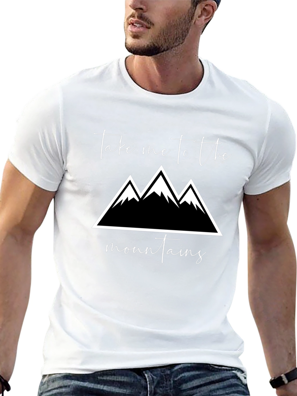Mountains Graphic Tee - Black Cotton T-Shirt
