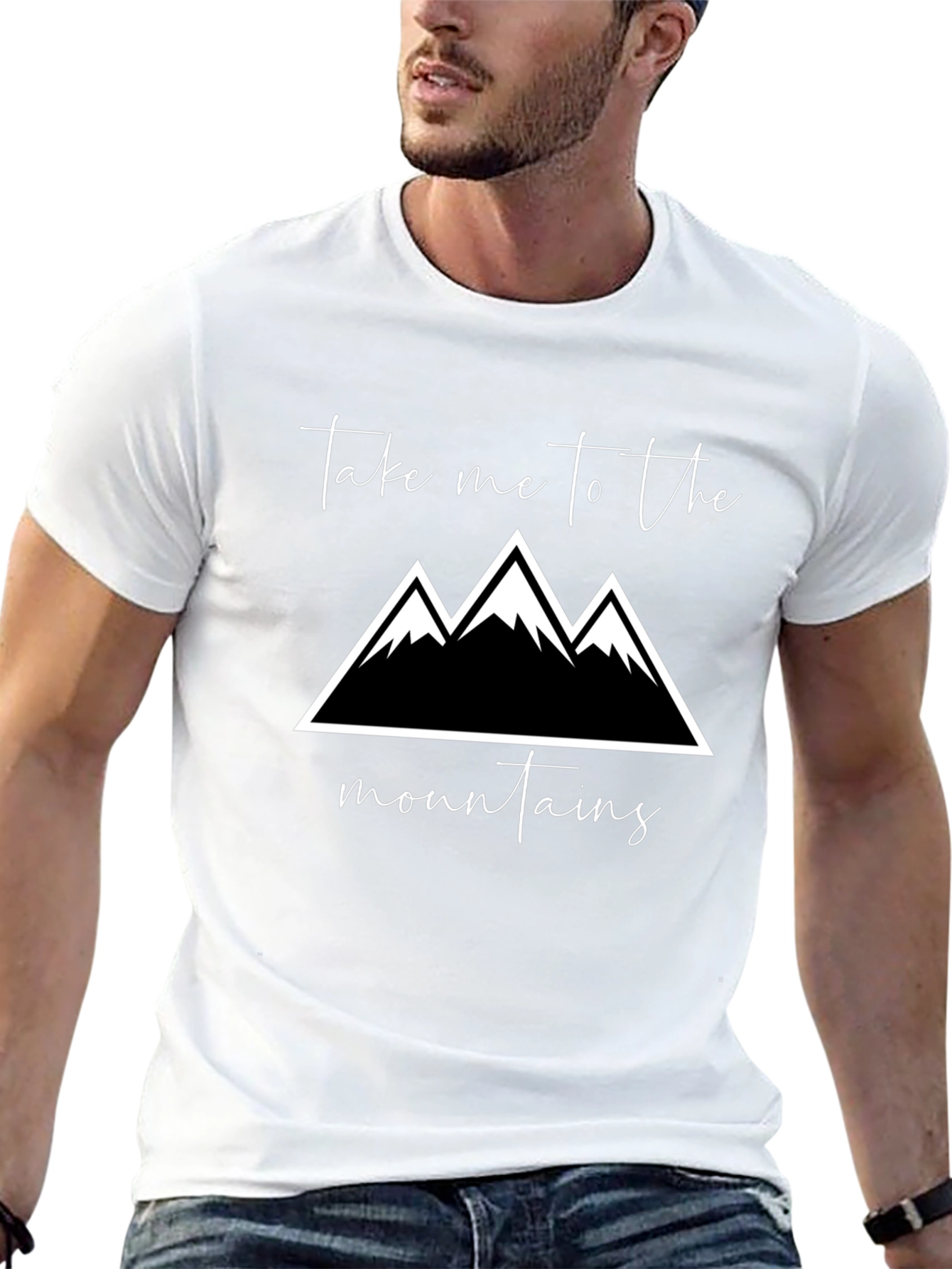 Mountains Graphic Tee - Black Cotton T-Shirt