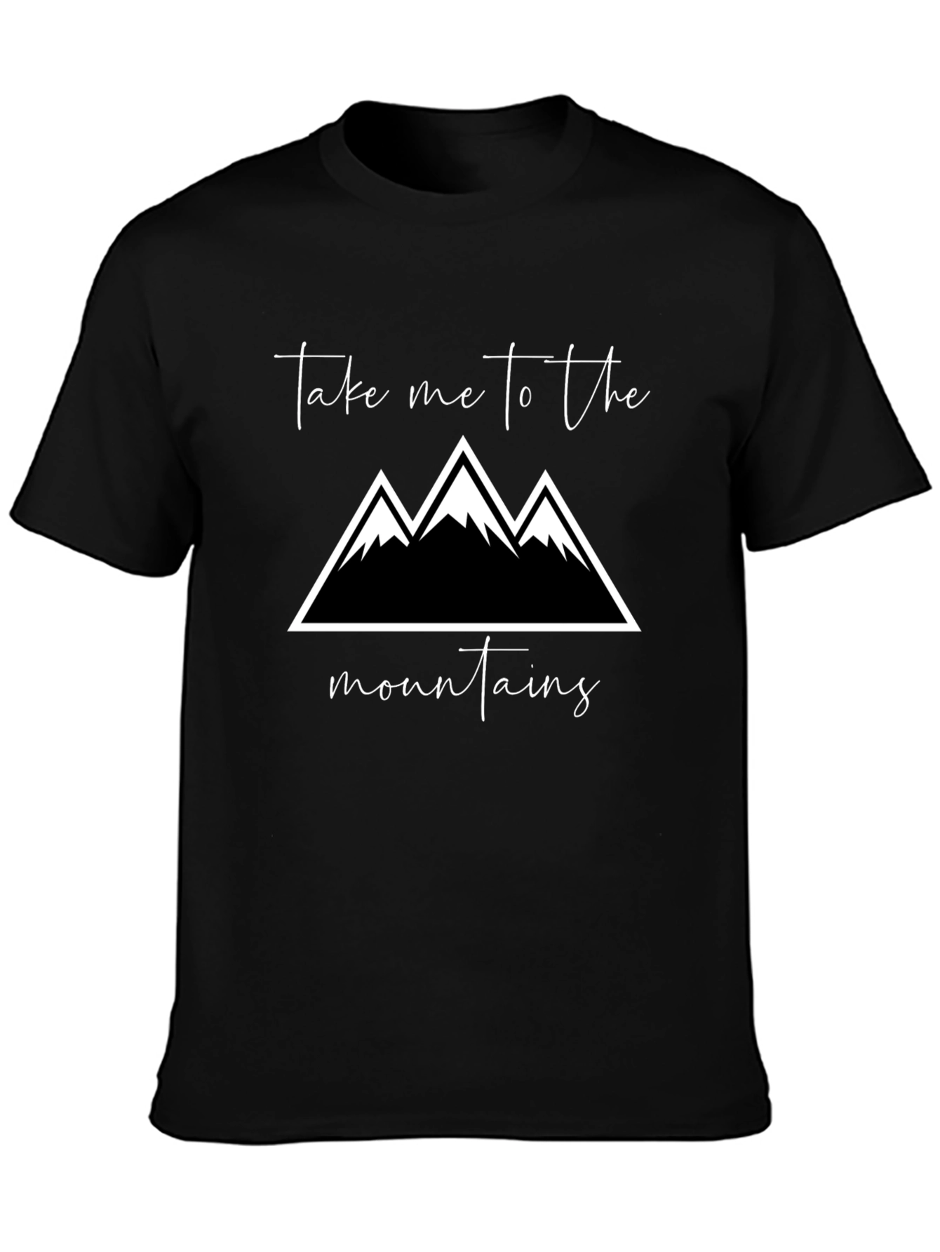 Mountains Graphic Tee - Black Cotton T-Shirt
