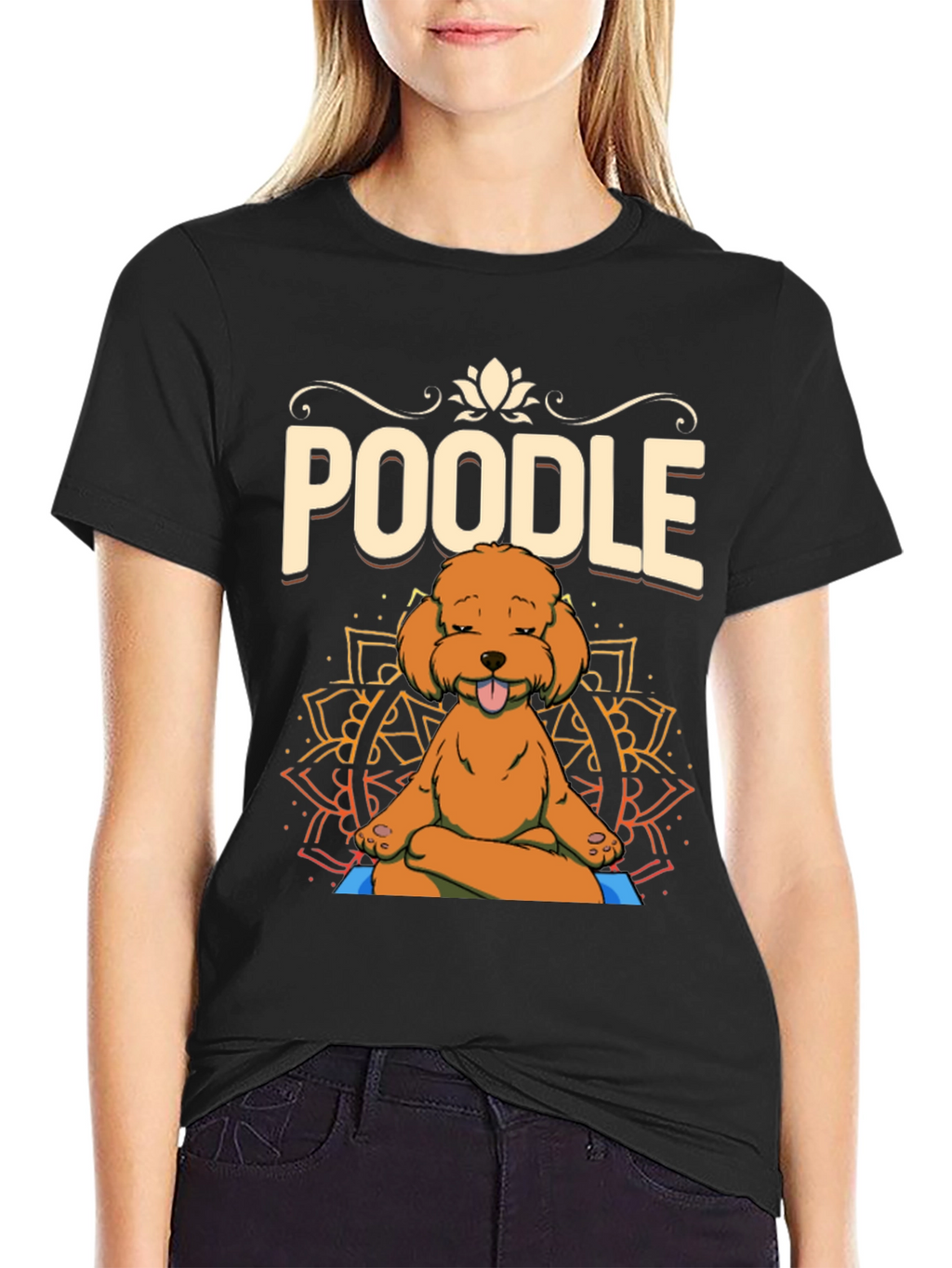 Yoga Poodle T-Shirt - Meditating Dog Design