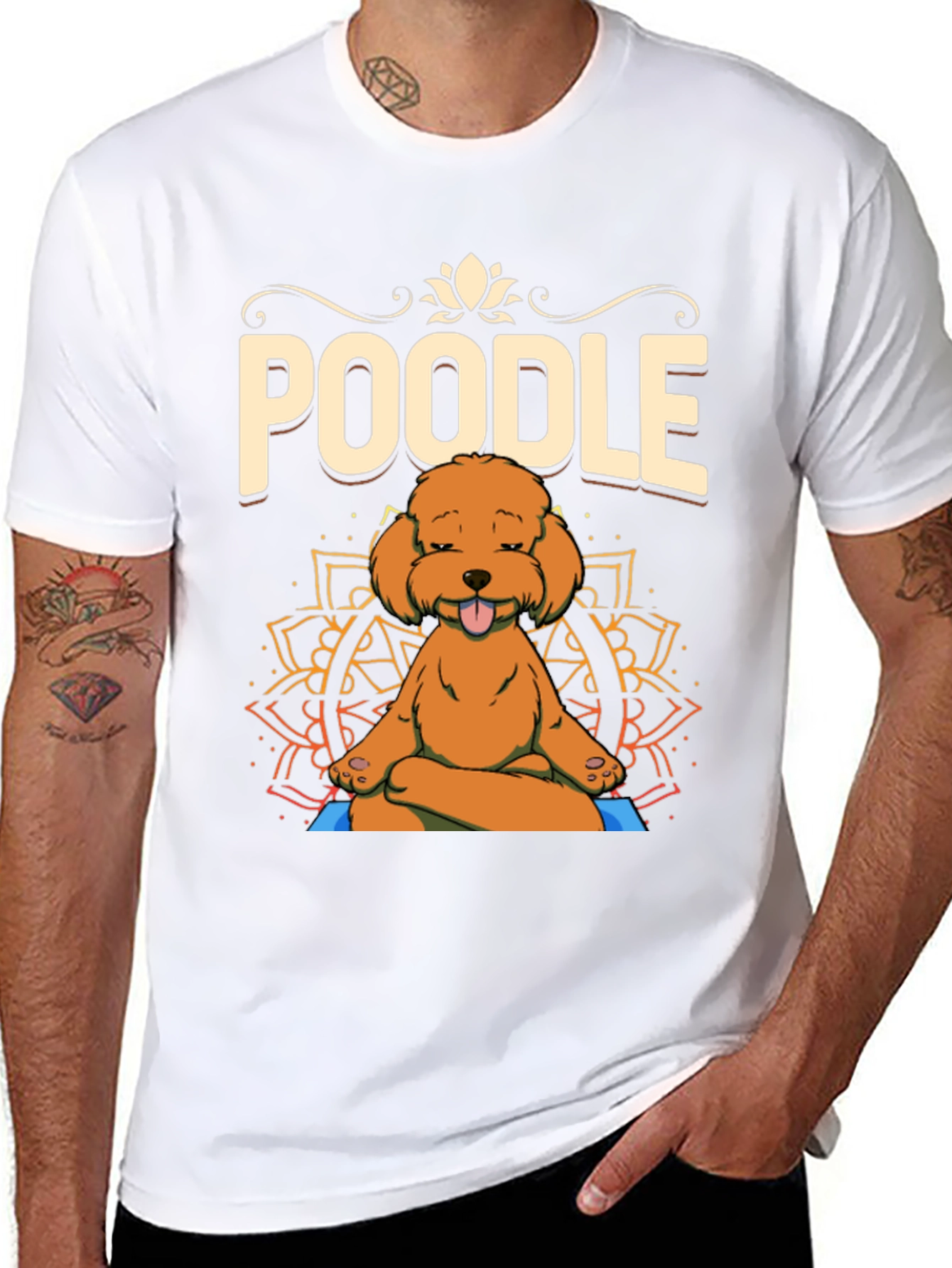 Yoga Poodle T-Shirt - Meditating Dog Design