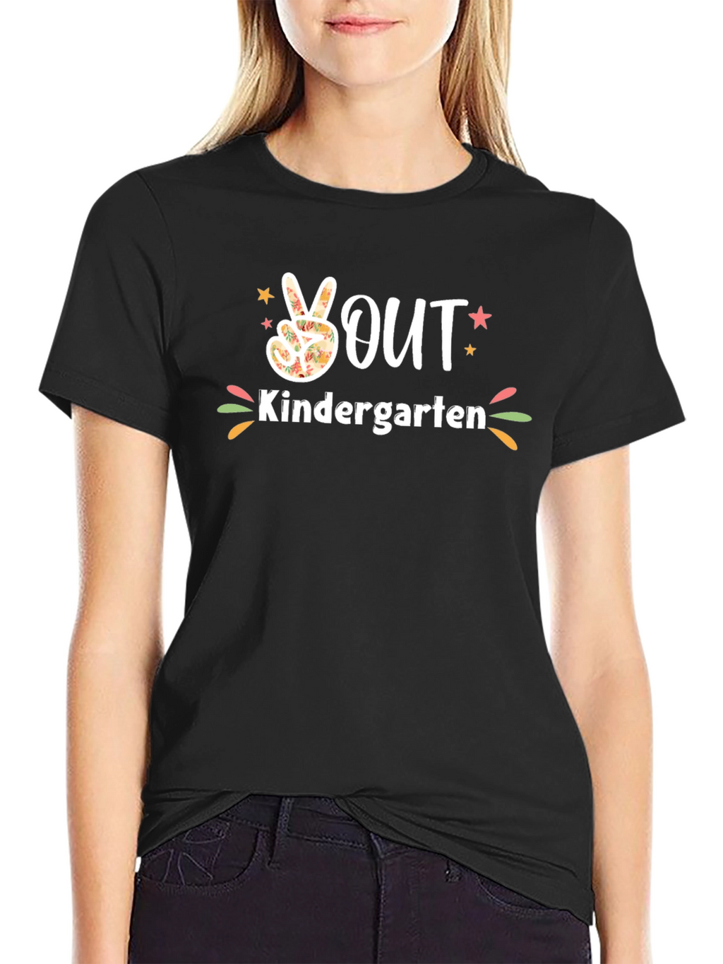 Peace Out Kindergarten Black T-Shirt