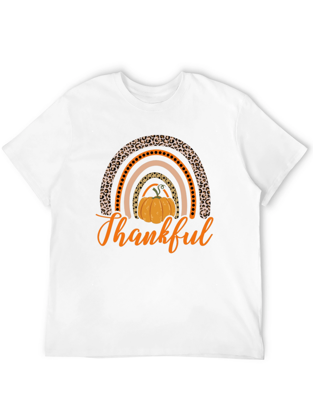 Thankful Pumpkin Rainbow Black T-Shirt