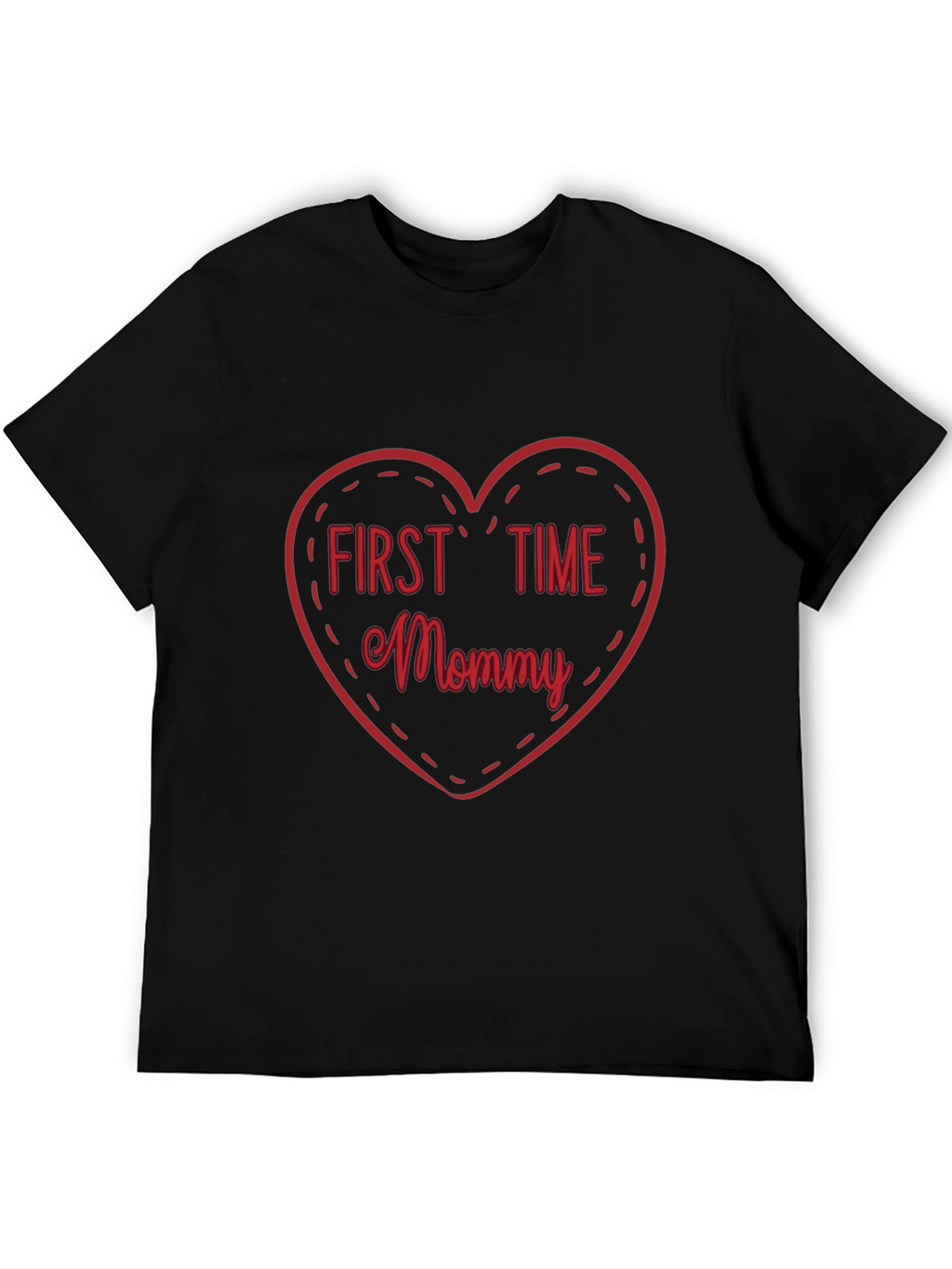 First Time Mommy Heart Tee - Soft Black T-Shirt
