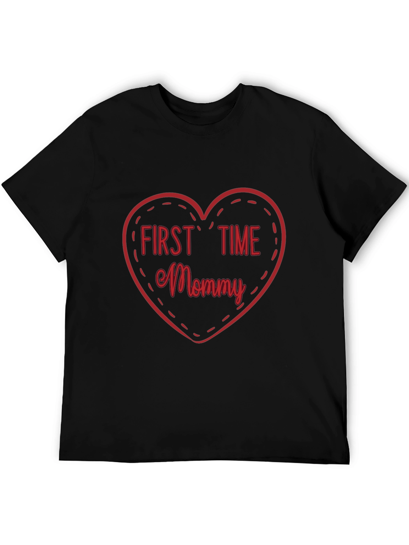 First Time Mommy Heart Tee - Soft Black T-Shirt