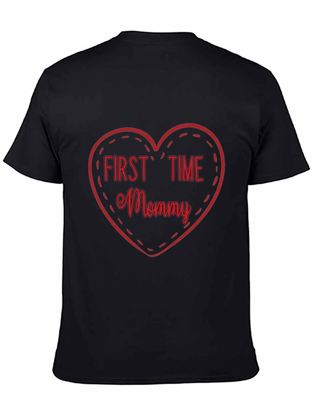 First Time Mommy Heart Tee - Soft Black T-Shirt